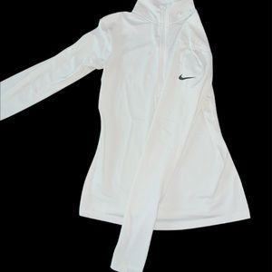 Nike dri-fit white quarter zip pull over